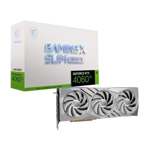 MSI GeForce RTX 4060 Ti GAMING X SLIM WHITE 16GB GDDR6 Graphics Card MSI GeForce RTX 4060 Ti GAMING X SLIM WHITE 16GB GDDR6 Graphics Card